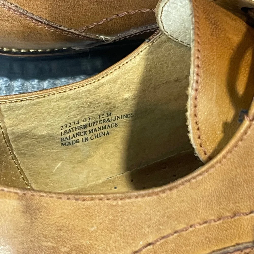Stacy Adams Oxford Shoes Mens 12 Brown Leather Square Bicycle Toe Lace Up Formal